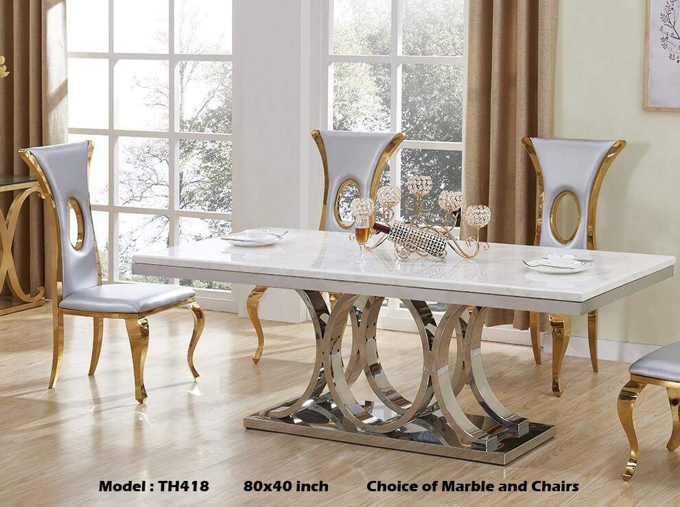 Model TH418 80x40 inch choice of Marble and Chairs